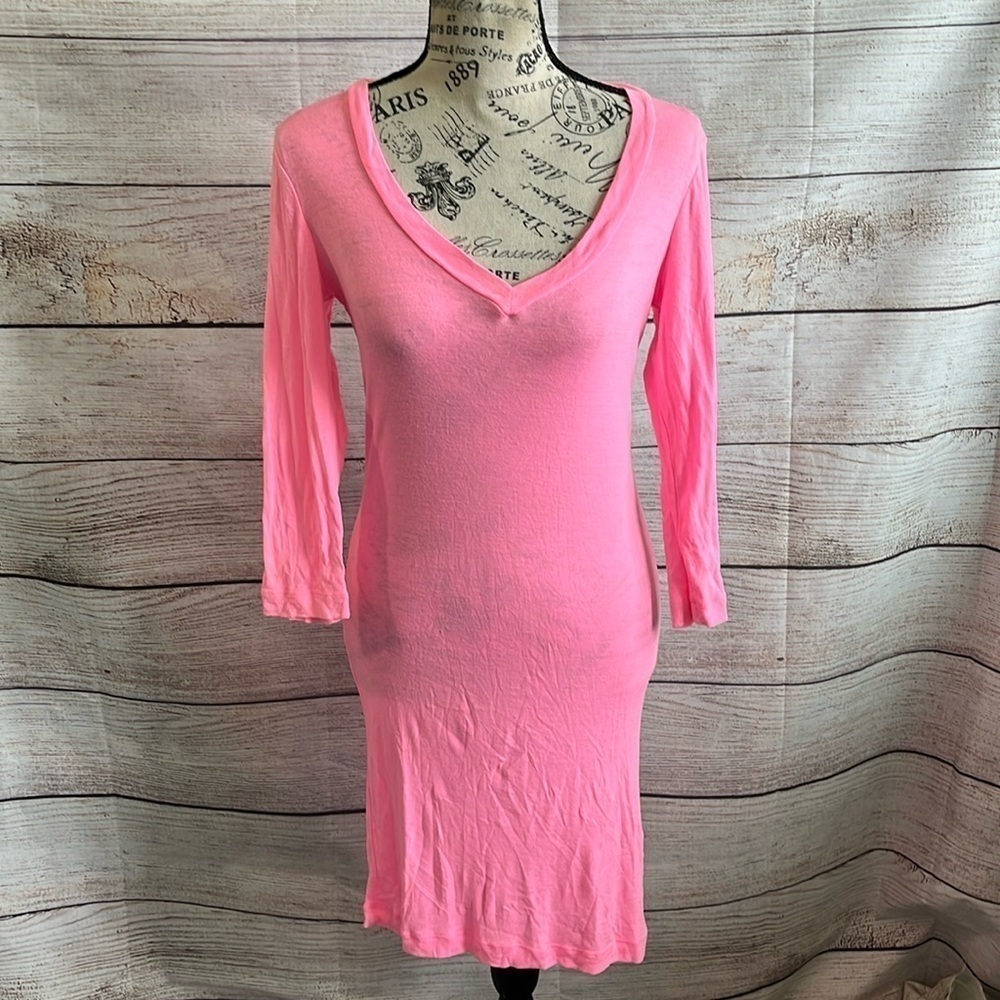 Alice + Olivia X Scoop NYC Dress Colab Casual Bodycon Size Small Tencel Hot Pink